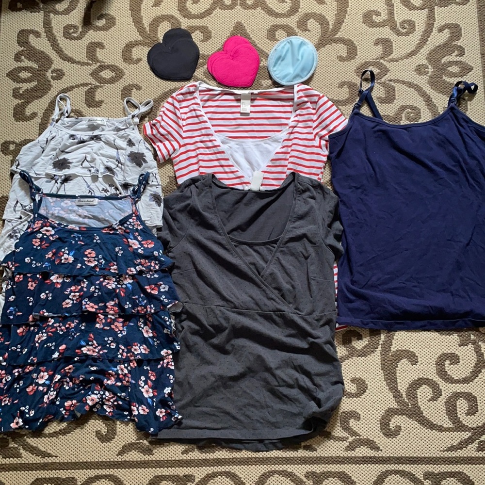 Lot for a new Mama! - 5 Nursing Tops and Pads